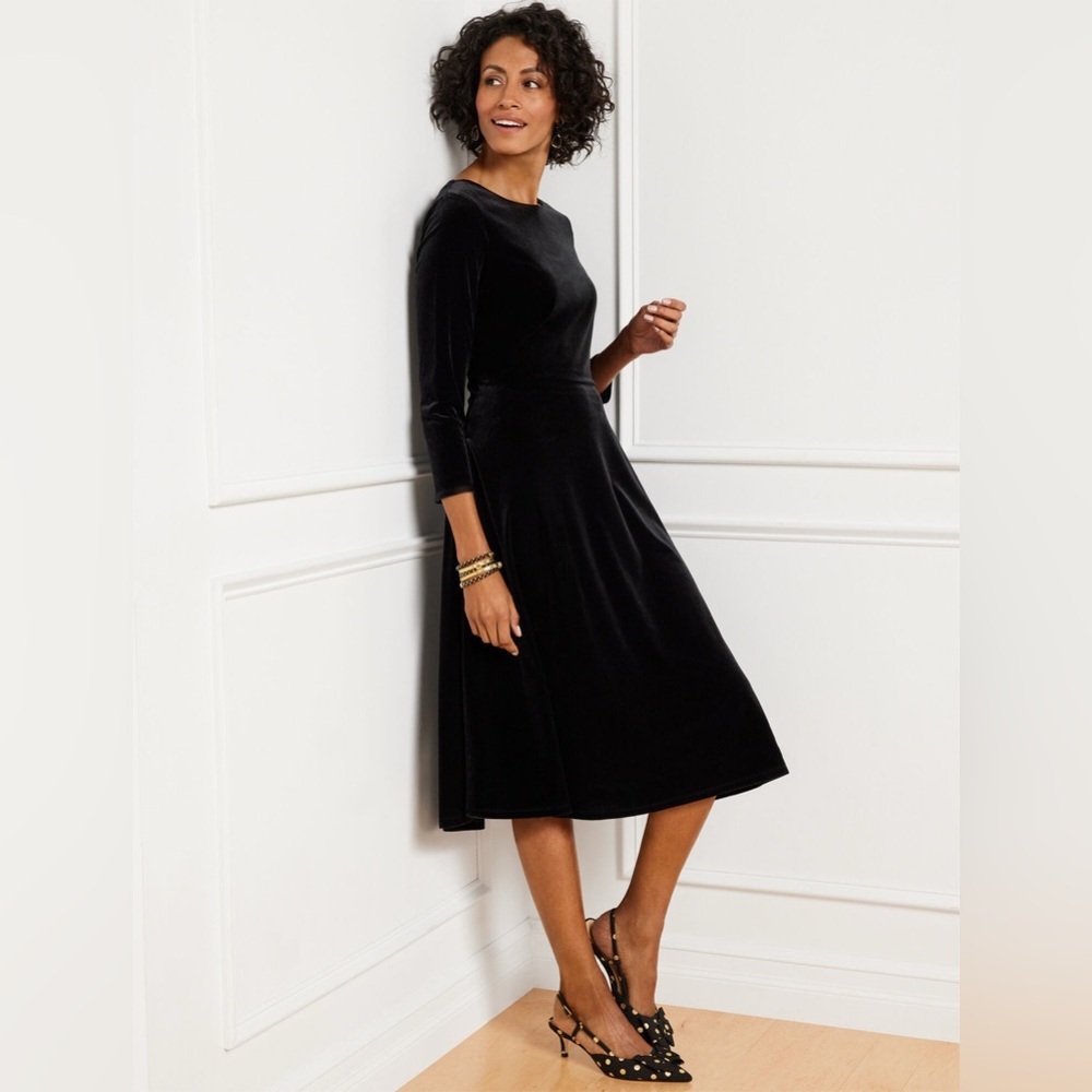 Talbots Elegant Black Midi Dress